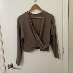Athleta | Brown Long Sleeve V-Neck Wrap Top Blouse | Size Small
